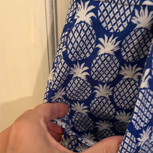 Boden Blue and White Pineapple-Print Cap-Sleeve Midi Dress size 14 L excellent - Picture 4 of 7